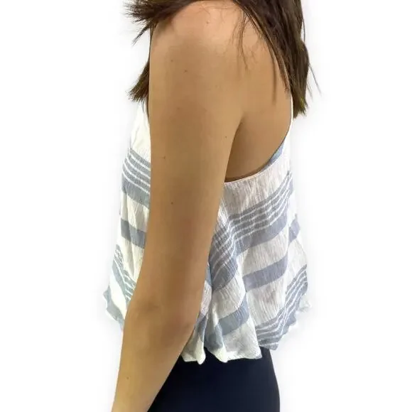 SAGE THE LABEL Blue and White Striped Spaghetti Strap Crop Top - Picture 2 of 5
